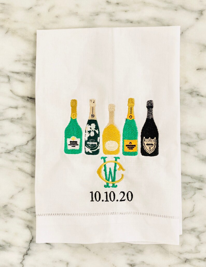 Champagne Bottles Tea Towel Etsy