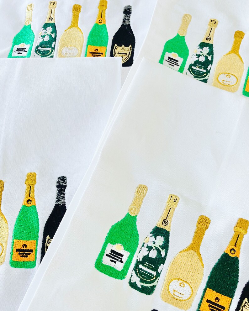 Champagne Bottles Tea Towel Etsy
