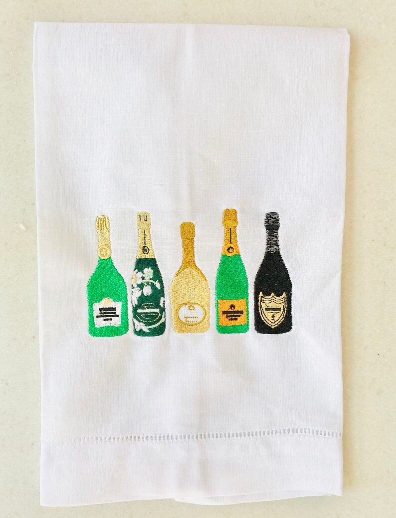 Champagne Bottles Tea Towel Etsy