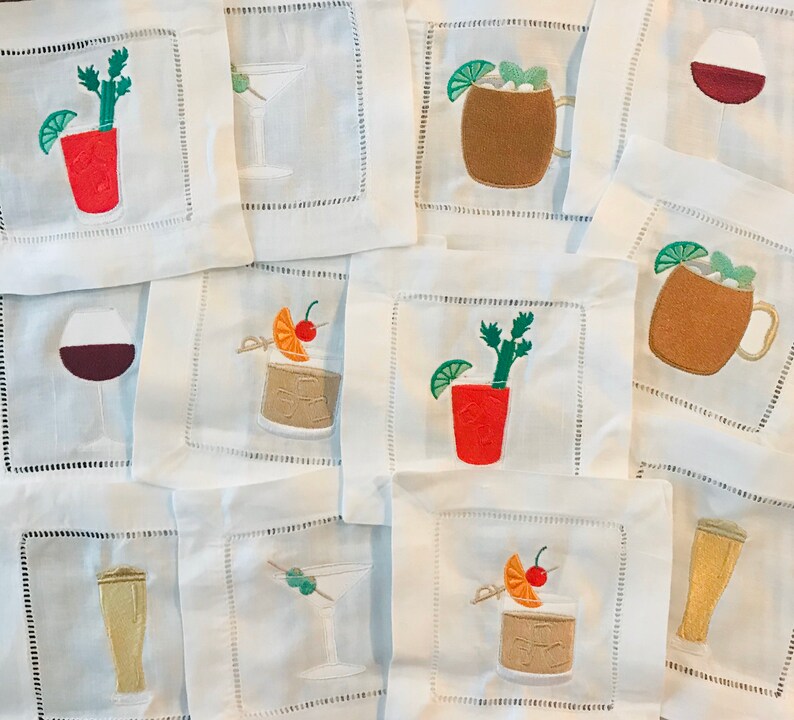 Cocktail Cocktail Napkins Bloody Mary dirty Martini Dark Etsy