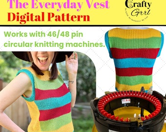 Striped Vest Knitting Machine Pattern: Addi 46 / Sentro 48 (Digital Pattern)