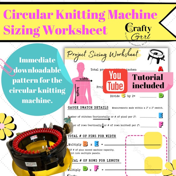 Circular Knitting Machine Project Sizing Worksheet - Knitting Machine Journal Worksheet