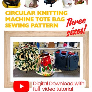 Patrón de costura para bolsa de mano para máquina de tejer circular (3 tamaños)