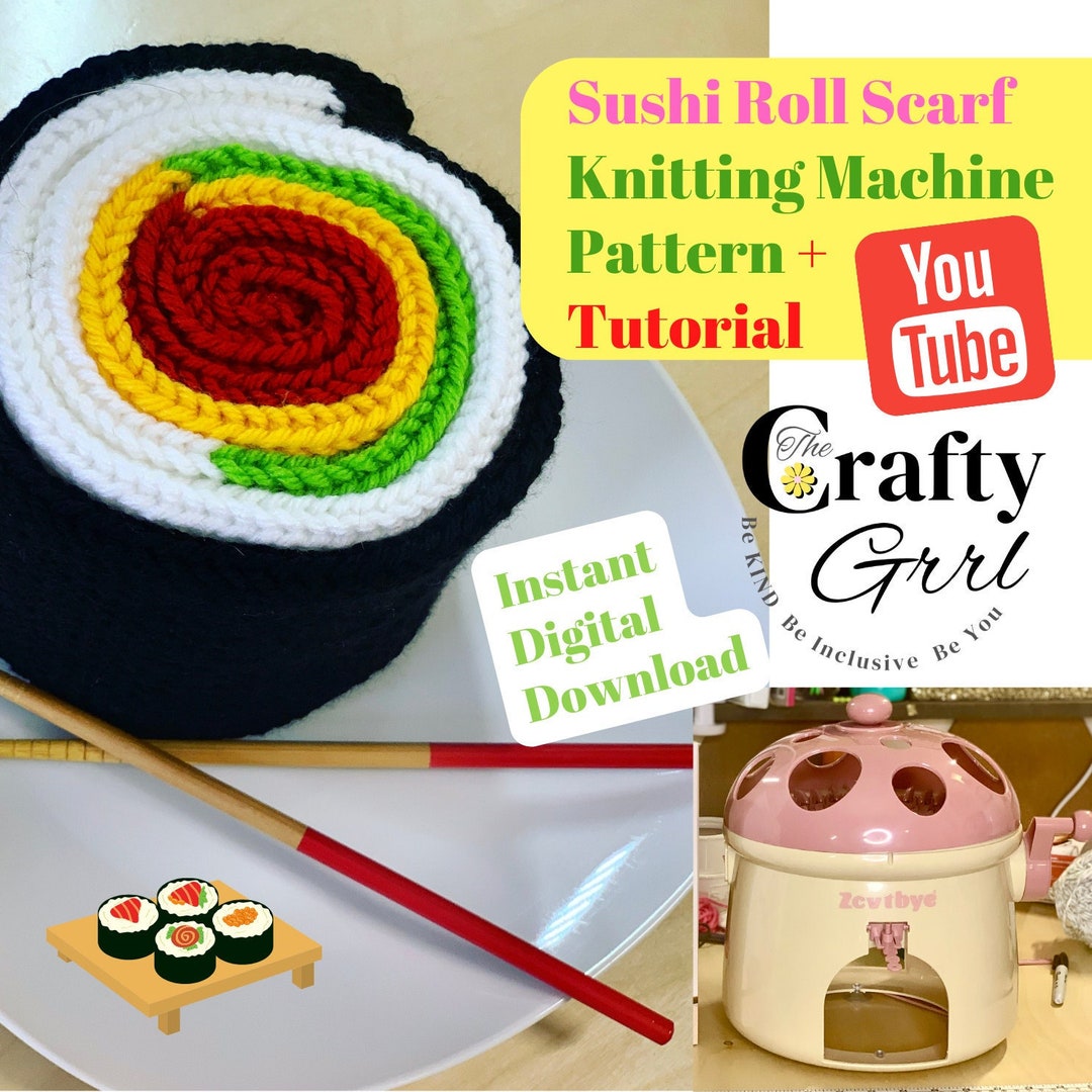 Sushi Roll Scarf Pattern, Circular Knitting Machine Pattern, DIGITAL