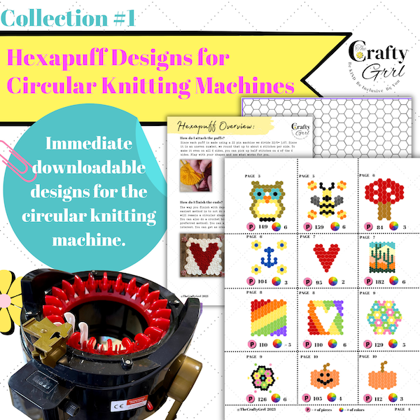 Hexapuff Designs Collection #1- for Circular Knitting Machines