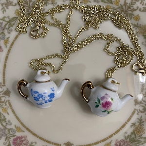 Teapot necklace, cottagecore, whimsical teapot necklace, tea lover.