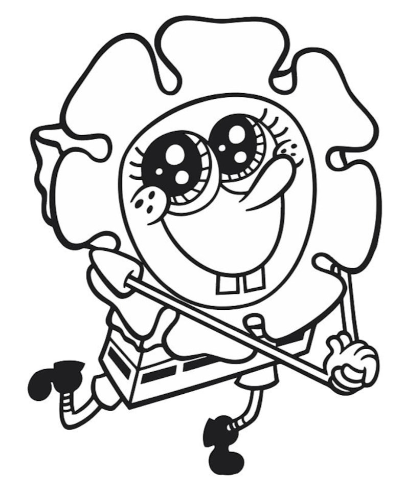 Beautiful Flower Wearing Spongebob SVG Etsy