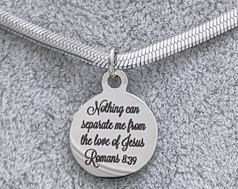 Bible Verse Necklace, Scripture Necklace, Christian Necklace, Silver Christian Necklace, Thick herringbone Chain