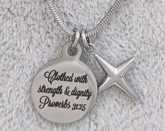 Bible Verse Necklace, Scripture Necklace, Christian Necklace, Silver Cross Necklace, Small Cross Necklace,