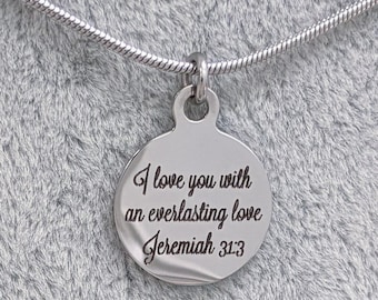 Bible Verse Necklace, Scripture Necklace, Christian Necklace, Silver Christian Necklace,