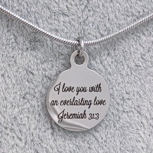 Bible Verse Necklace, Scripture Necklace, Christian Necklace, Silver Christian Necklace,