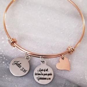 Bible Verse Bracelet, Scripture Bracelet, Christian Bracelet, Christian Bangle, Christian Bracelet Canada, Rose Gold Christian Bracelet
