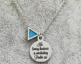 Bible Verse Necklace, Scripture Necklace, Christian Necklace, Modern Christian Necklace, Silver Christian Necklace, Christian Opal Necklace,