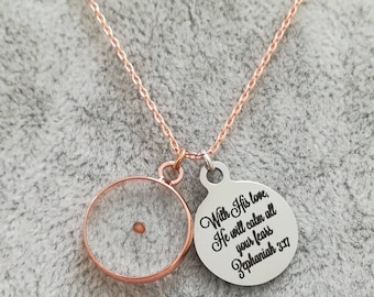 Bible Verse Necklace, Rose Gold Mustard Seed Necklace, Christian Necklace, Mustard Seed Pendant Necklace, Faith Necklace,