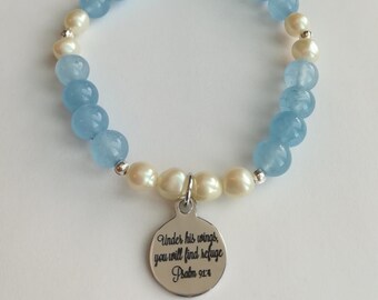 Bible Verse Bracelet, Scripture Bracelet, Christian Bracelet, Christian Bracelet Canada, Gemstone Bracelet, Pearl Bracelet