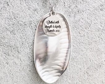 Bible Verse Necklace, Christian Necklace, Scripture Necklace, Long Christian Necklace, Silver Christian Necklace, Stainless Steel