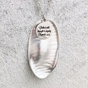 Bible Verse Necklace, Christian Necklace, Scripture Necklace, Long Christian Necklace, Silver Christian Necklace, Stainless Steel
