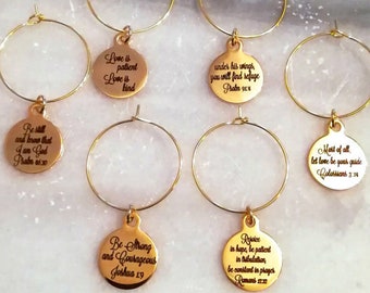 Bible Verse Wine Glass Charms, Scripture Wine Glass Charms, Christian Wine Glass Charms, Christian Wine Glass Charms Canada