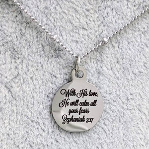 Bible Verse Necklace, Christian Necklace, Scripture Necklace, Short Christian Necklace, Silver Christian Necklace, Stainless Steel
