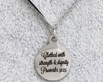 Bible Verse Necklace, Christian Necklace, Scripture Necklace, Modern Christian Necklace, Silver Christian Necklace, Stainless Steel