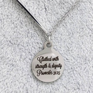 Bible Verse Necklace, Christian Necklace, Scripture Necklace, Modern Christian Necklace, Silver Christian Necklace, Stainless Steel