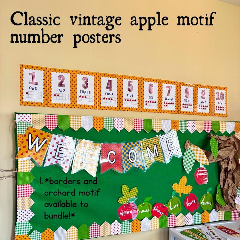 Printable Number Posters in Apple Theme Classroom Decor - Etsy