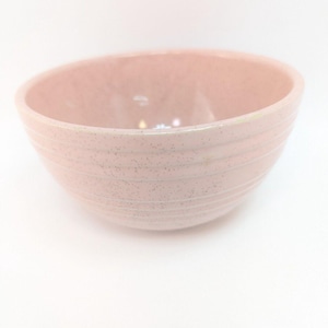 Vintage McCoy pink and speckles 6&quot; Bowl bowl  2 Chips. Signed