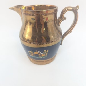 Antique Copper Lusterware Creamer Pitcher &quot;Ye Old Gold Lustre England&quot; stamped