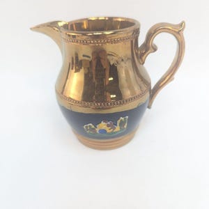 Antique Copper Lusterware Creamer Pitcher &quot;Ye Old Gold Lustre England&quot; stamped