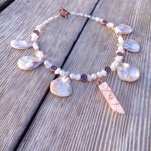 Pretty in Pink Abalone Shell Necklace, Intricate Necklace, Shell Necklace, Beachy Vibes