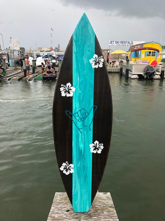 Tablas de surf hechas a mano Shakka Acrylic Pour w/Hibiscus Etsy España