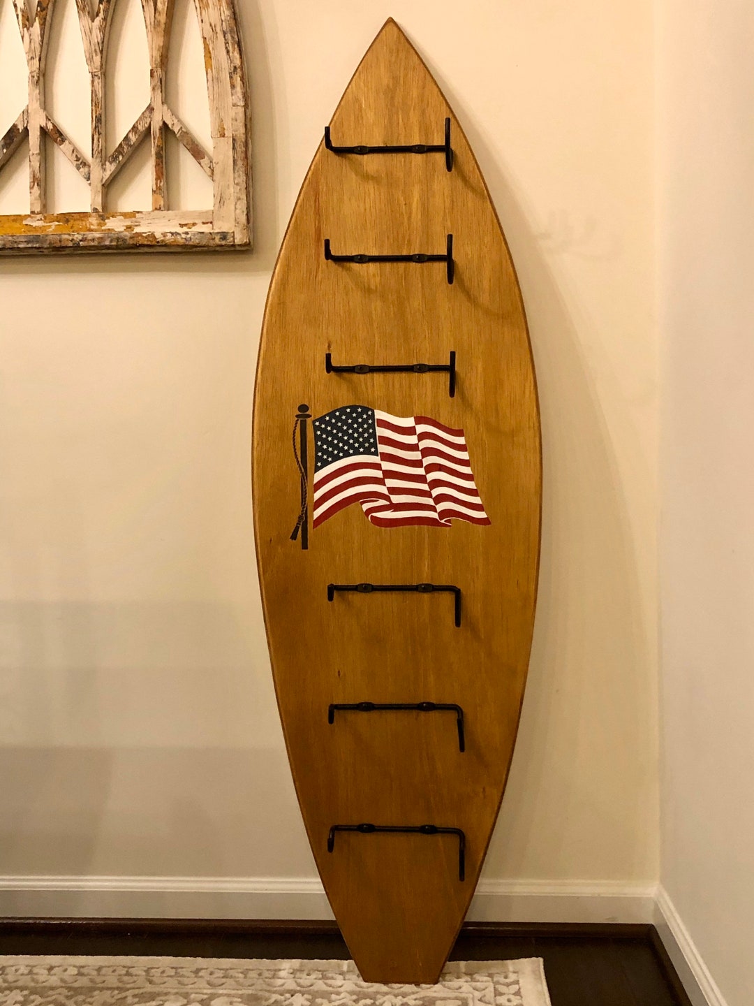 Surfboard Wine Rack American Flag Etsy