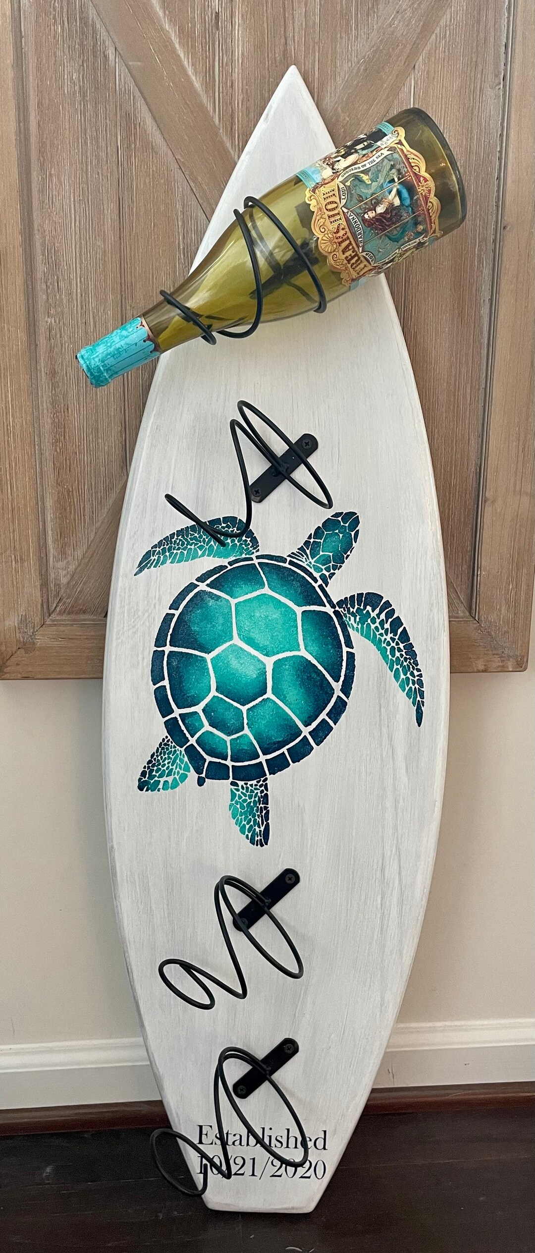 Surfboard Wine Rack3ft Sea Turtle/wine/wine Rack/beach Decor/surf Art