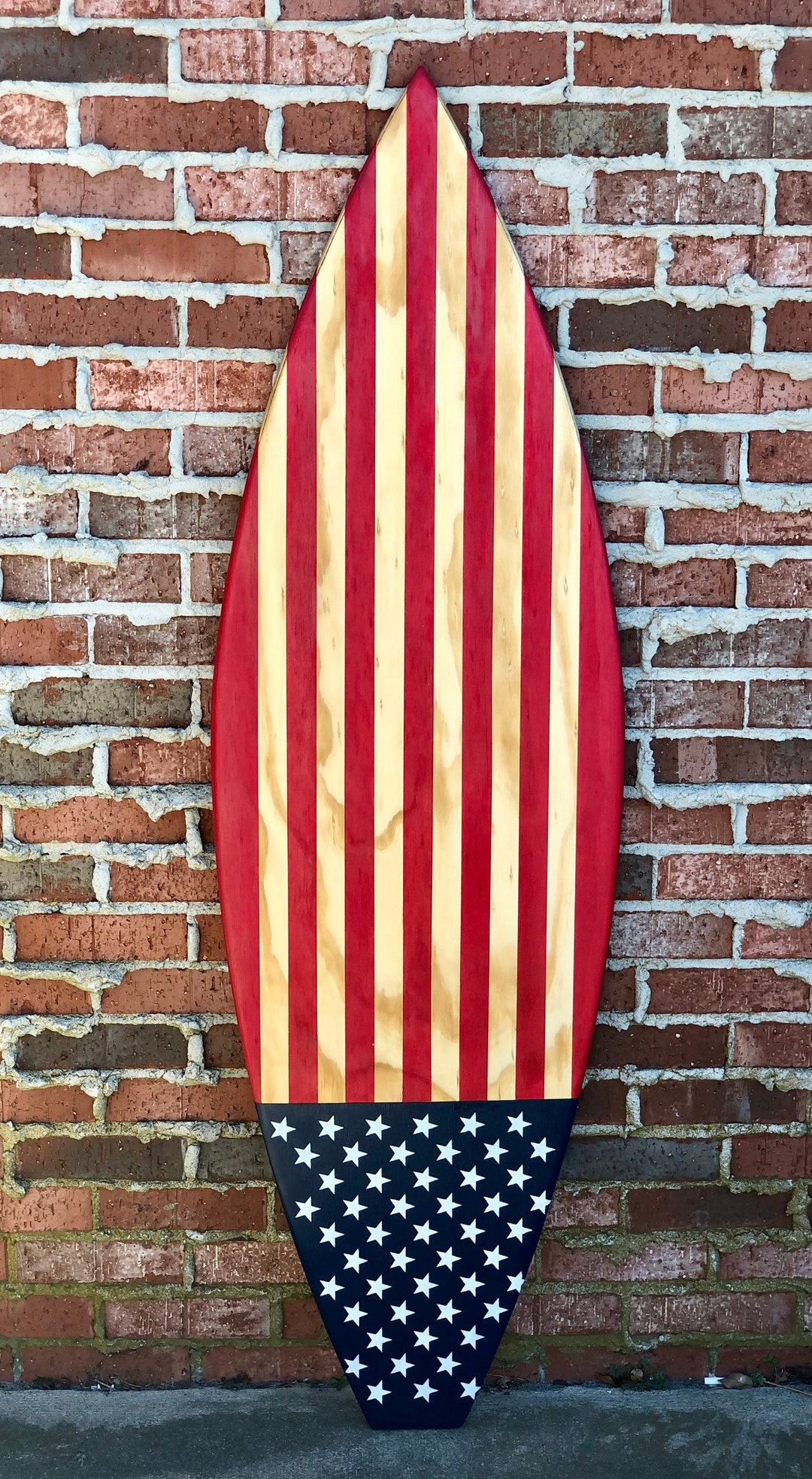 Americana Wood Surfboard Flag/ Wood Surfboard/usa Flag/ Surf Life/ Surf Decor/ Beach Decor