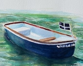 ORIGINAL Cornish rowing boat painting