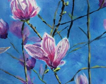 Top quality giclee print of 'Magnolia Blossom' a painting by artist Janet Bird