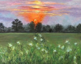 Stunning ORIGINAL Sunset Painting by British Artist