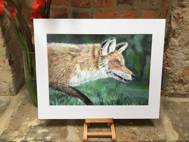 Top quality giclee print of 'On the Hunt' a fox painting by artist Janet Bird image 2
