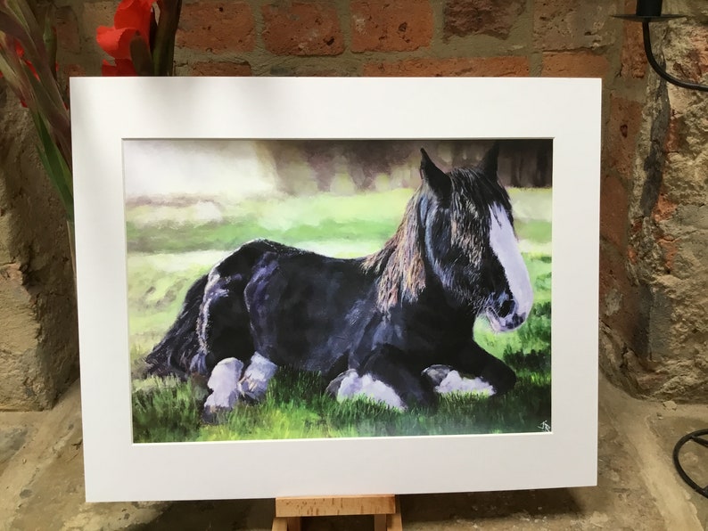 Top quality giclee print of 'Caesar' a Shire horse painting by artist Janet Bird image 2