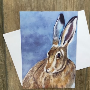 Large hare greeting card by UK artist Janet Bird