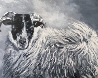 Windswept ORIGINAL sheep painting by British artist