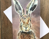 Hartley the Hare greeting card by UK artist Janet Bird