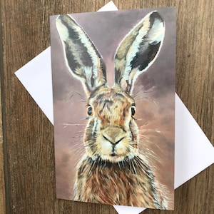 Hartley the Hare greeting card by UK artist Janet Bird