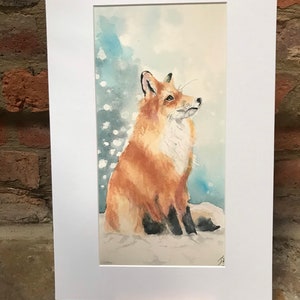 Gorgeous Giclee print of Snow Gazing Fox by British artist image 2