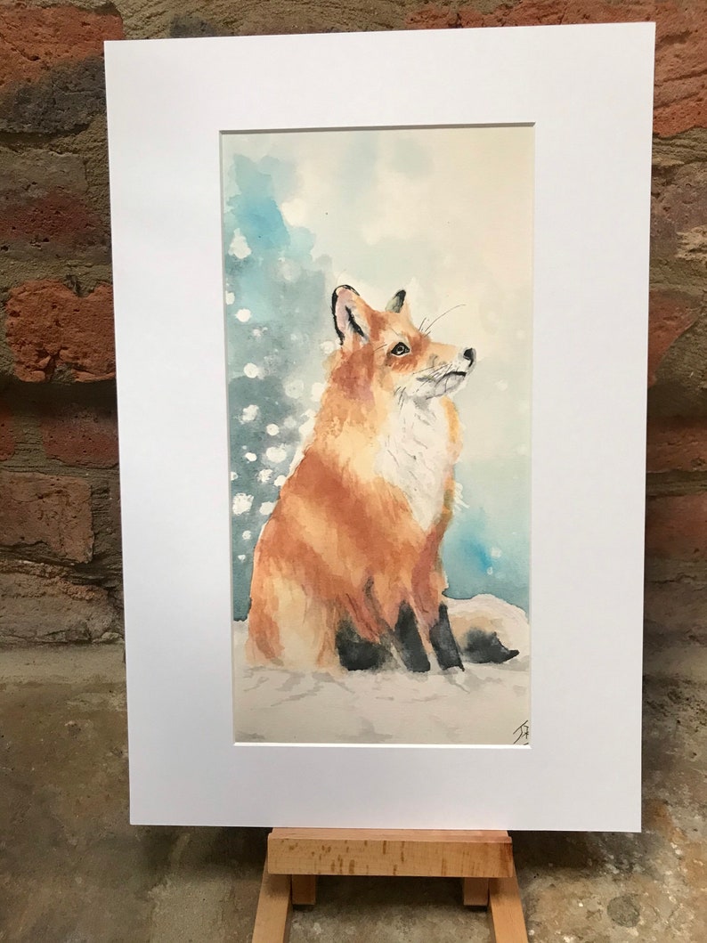 Gorgeous Giclee print of Snow Gazing Fox by British artist image 2