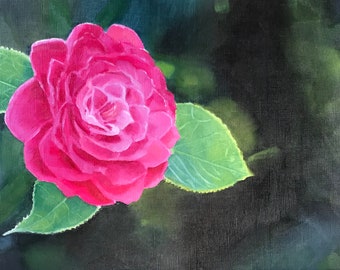 Lovely ORIGINAL camellia painting by British artist