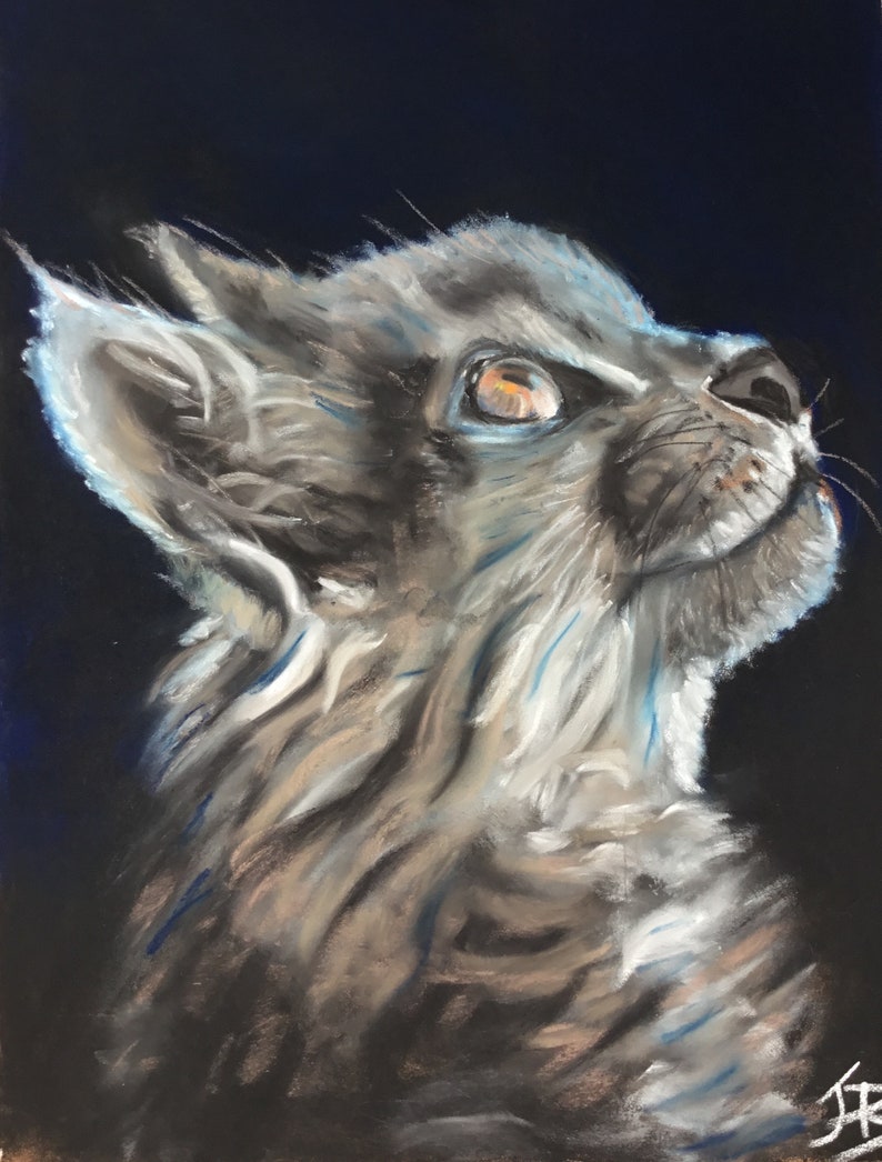 Top quality giclee print of 'Upward Glance' a cat painting by artist Janet Bird image 1