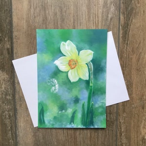 Large daffodil greeting card by UK artist Janet Bird image 1