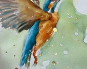 ORIGINAL kingfisher painting by British artist