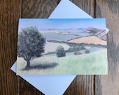 Hazy summer days greeting card by UK artist Janet Bird